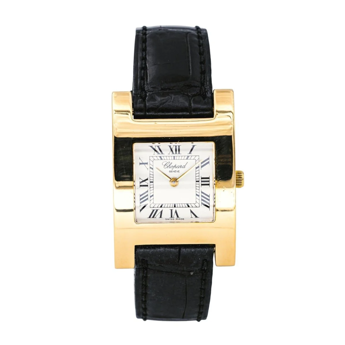 CHOPARD "Your Hour" watch in yellow gold, leather and quartz