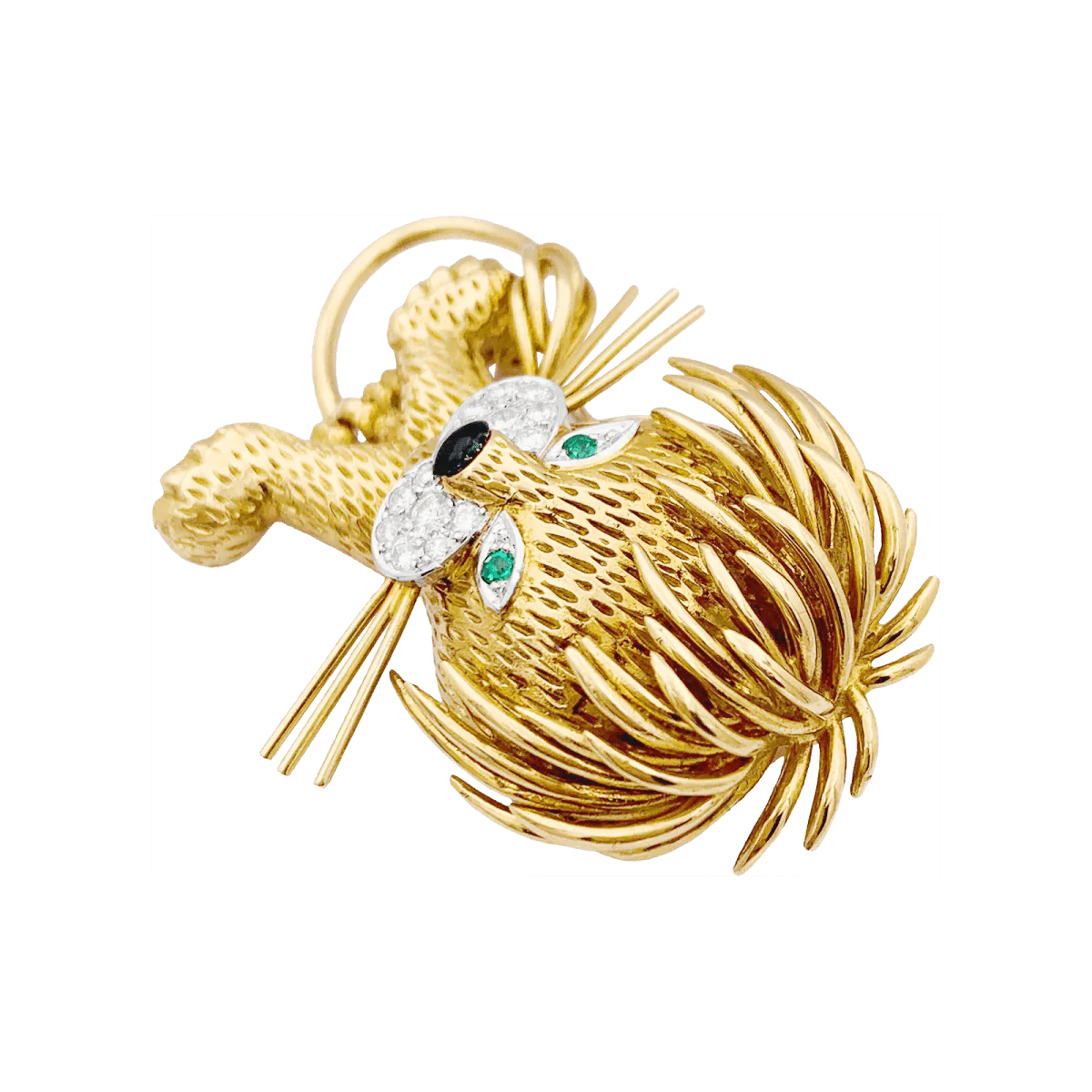 Clip VAN CLEEF & ARPELS, "Lion Ebouriffé" en yellow gold, emerald and diamonds - Image 5