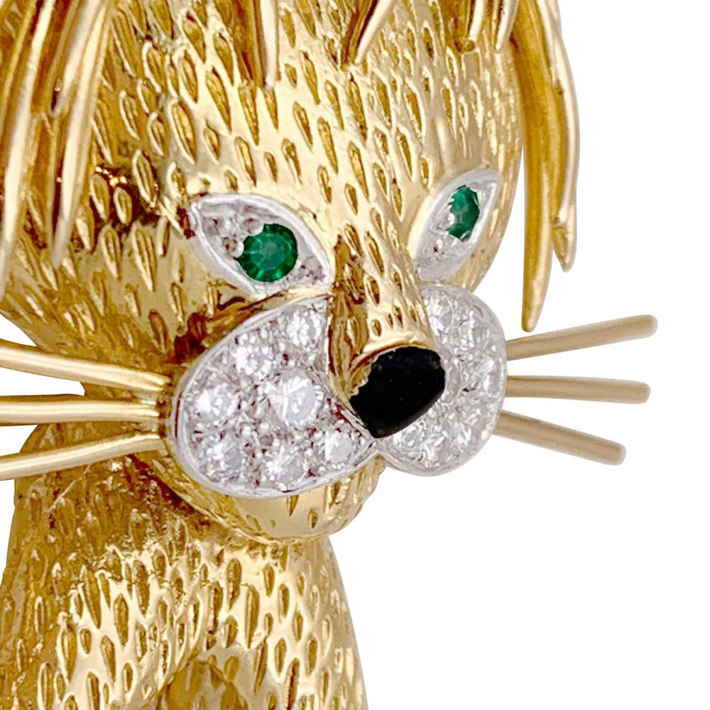 VAN CLEEF & ARPELS “Lion Ebouriffé” clip brooch in yellow gold, platinum, emeralds and diamonds - Image 3