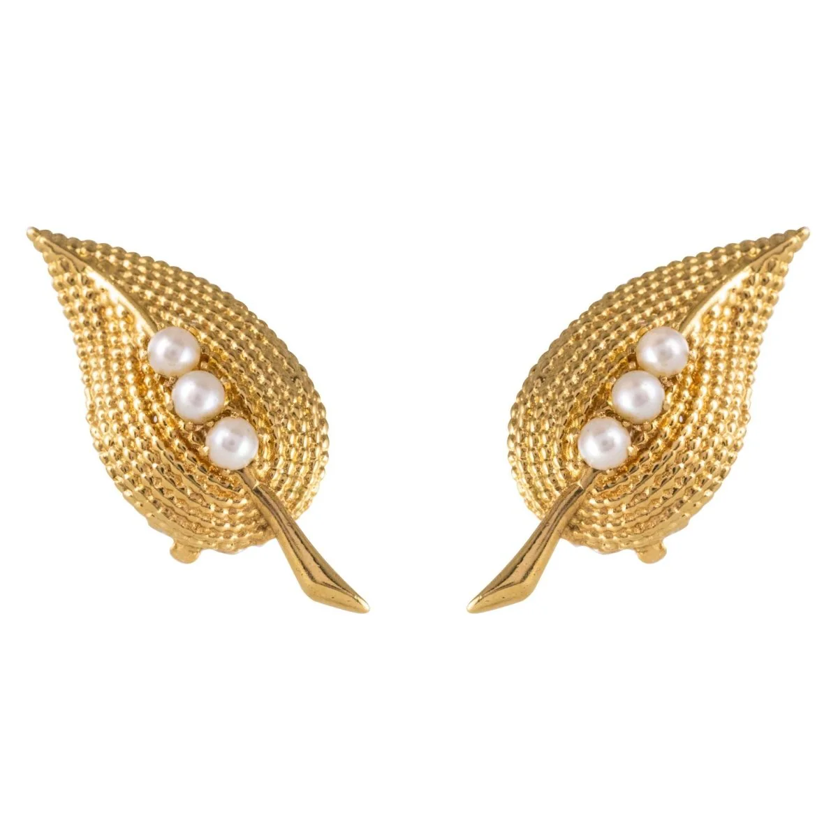 Earrings Clips in yellow gold and pearls