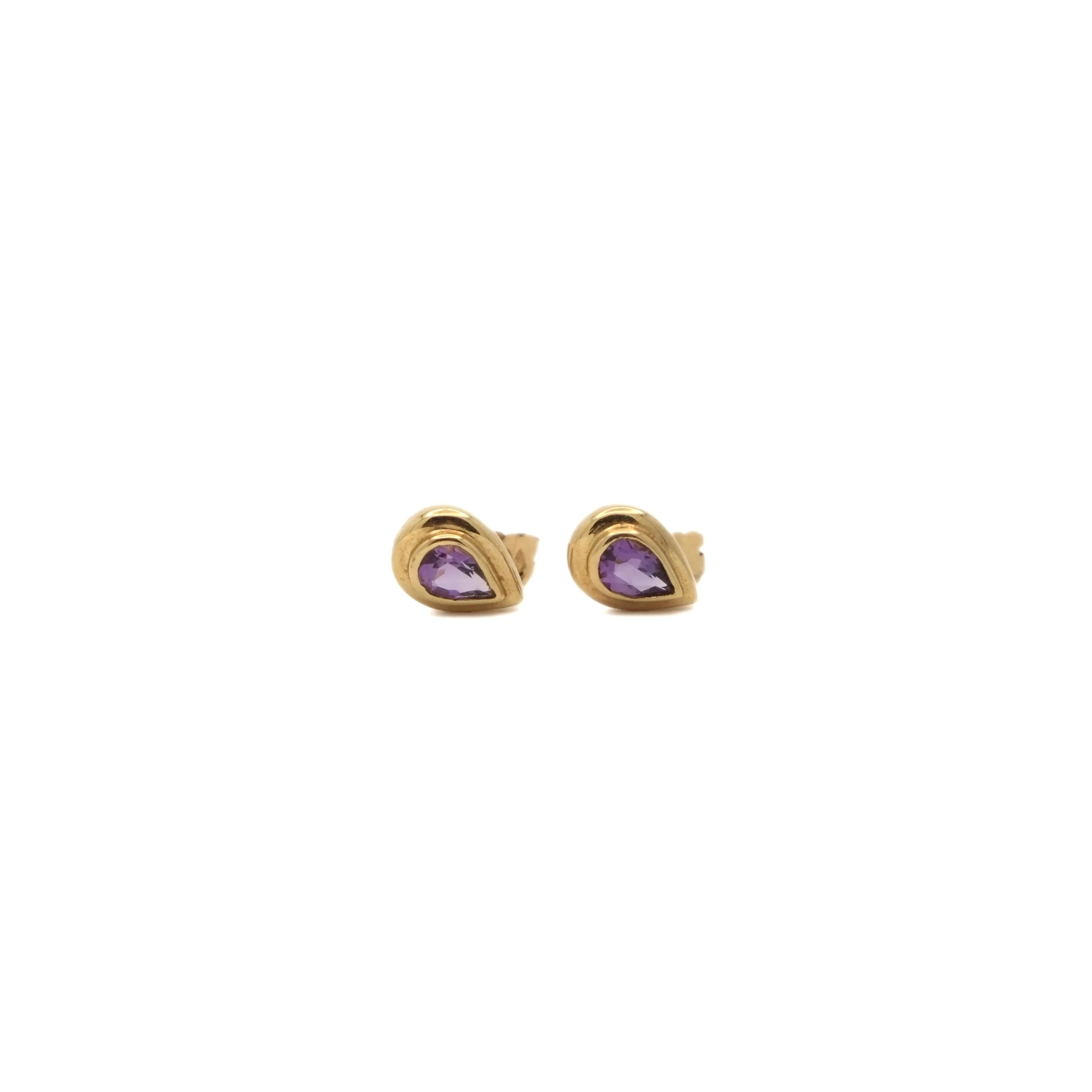 Amethyst drop flea earrings in yellow gold - Image 3