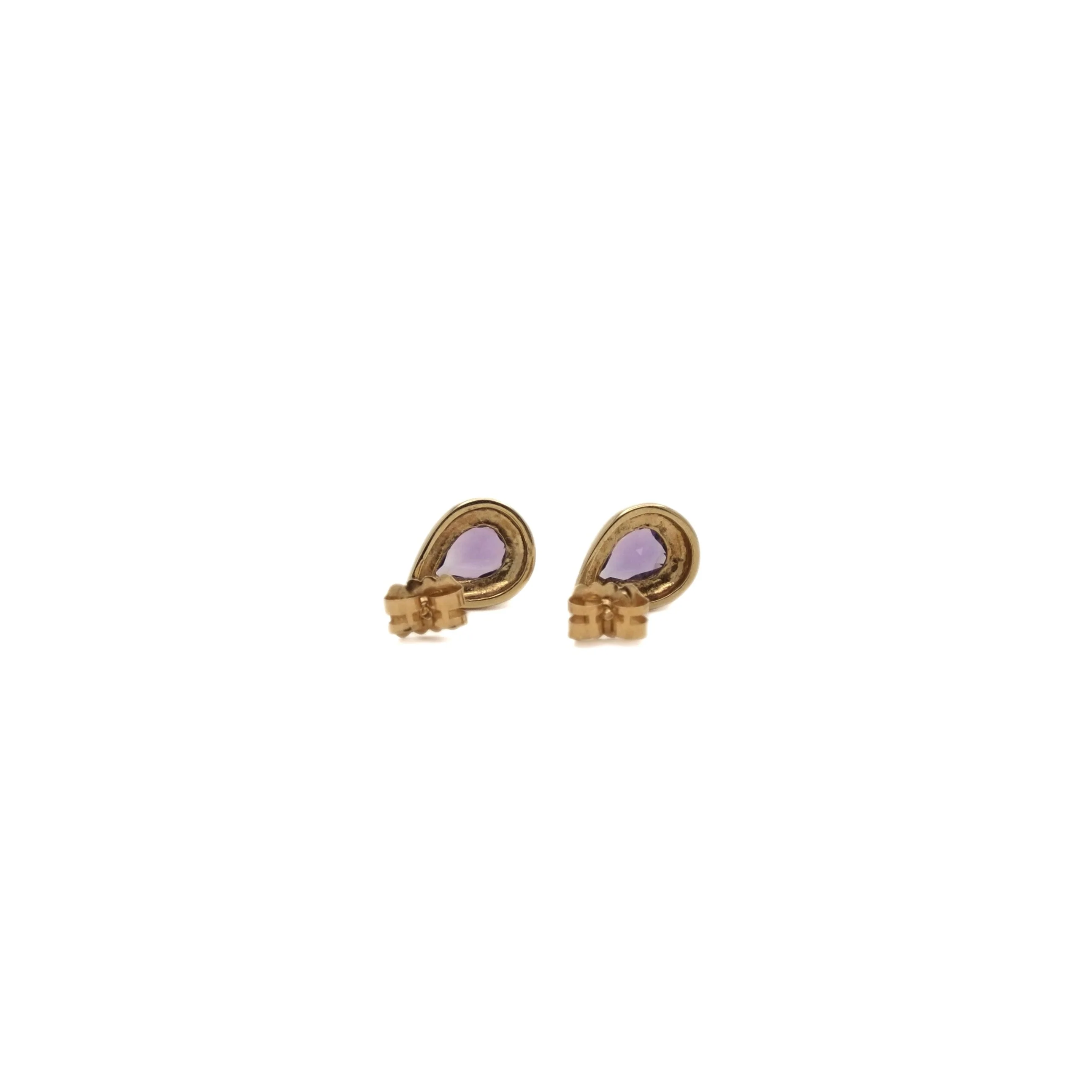 Amethyst drop flea earrings in yellow gold - Image 6