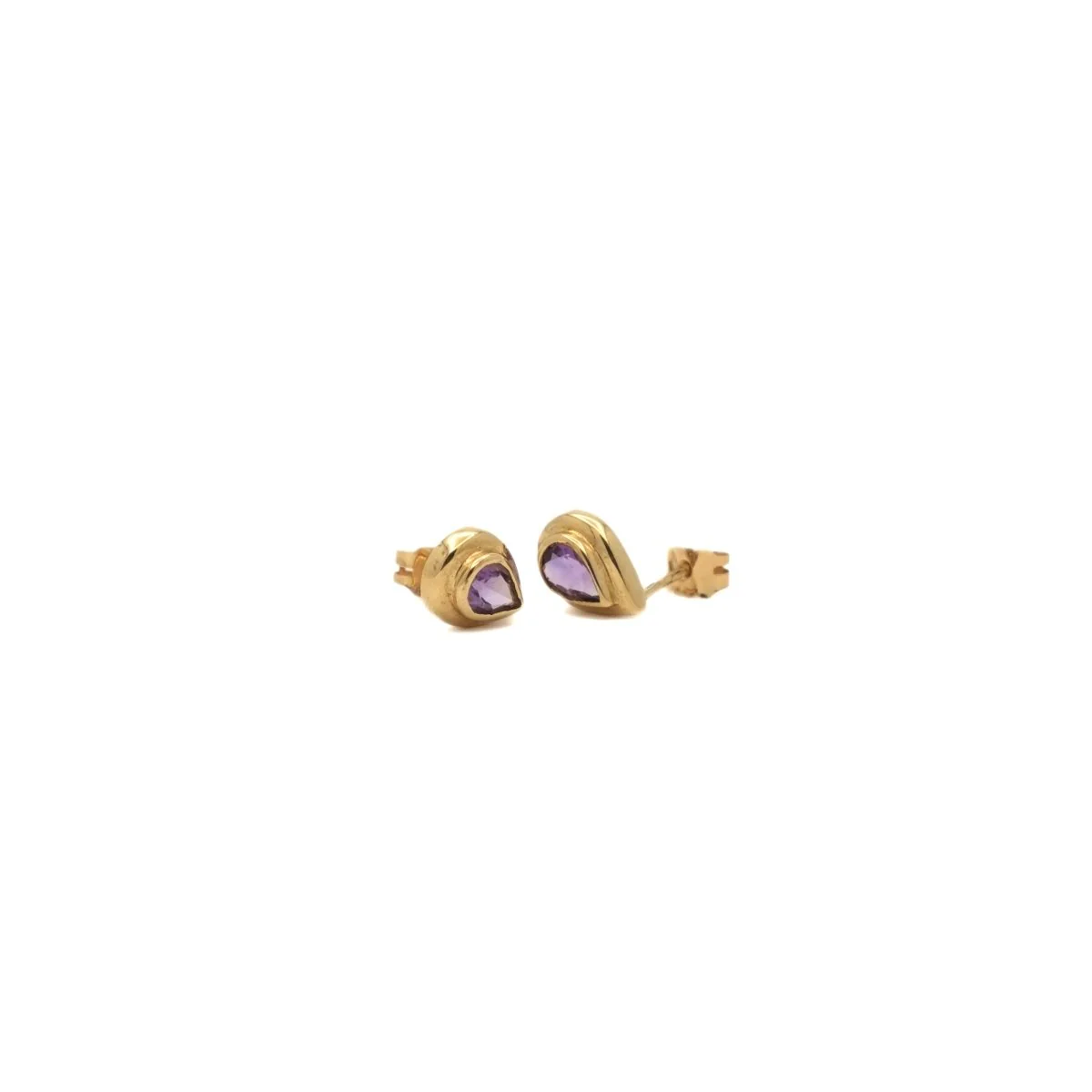 Boucles d'oreilles améthyste goutte en or jaune - Image 5