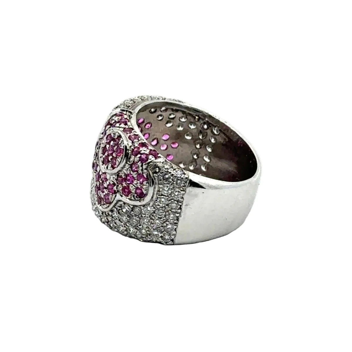 Bandeau ring in white gold, rubies and diamonds - Image 3