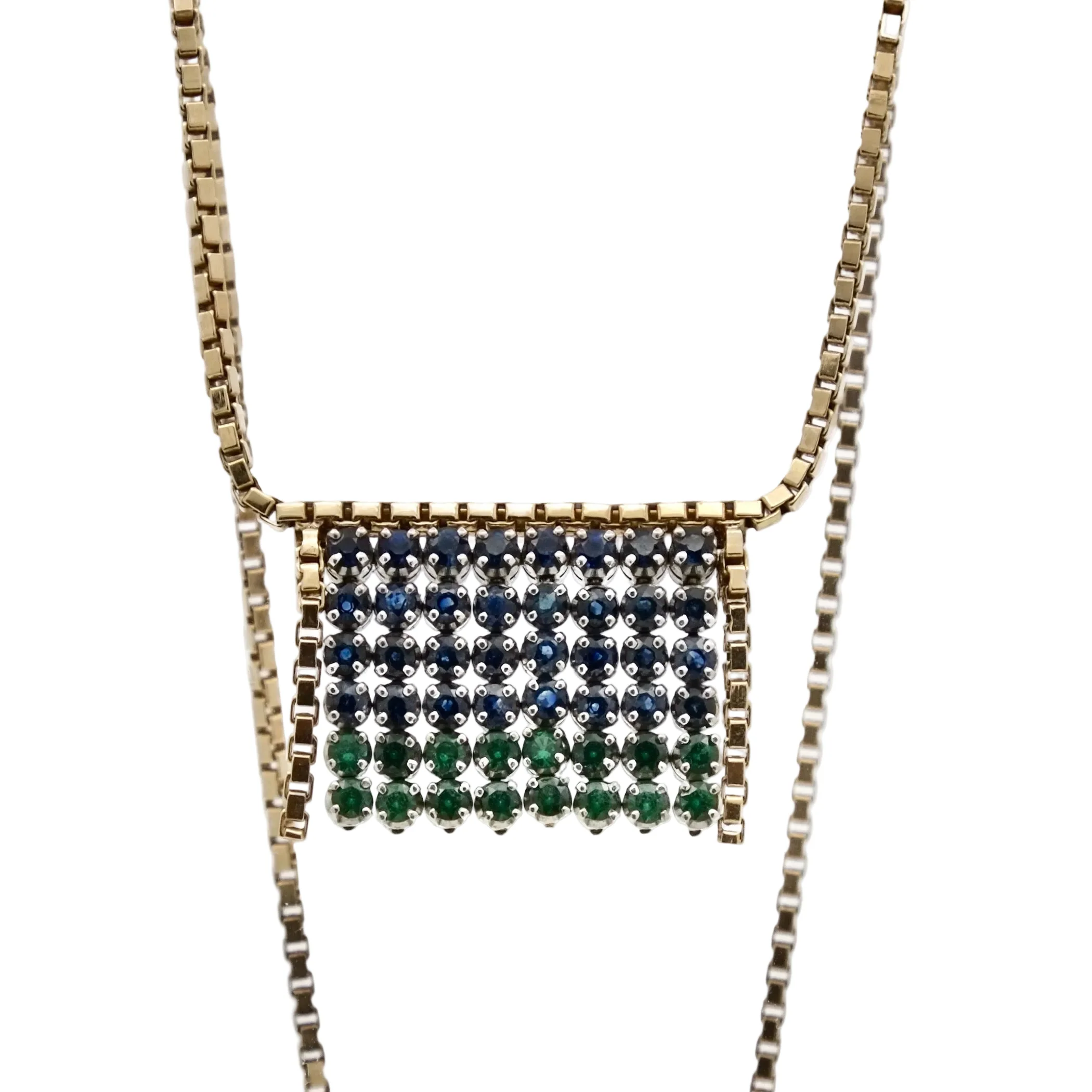 Necklace Ras de Cou in yellow gold, white gold, sapphires and emeralds