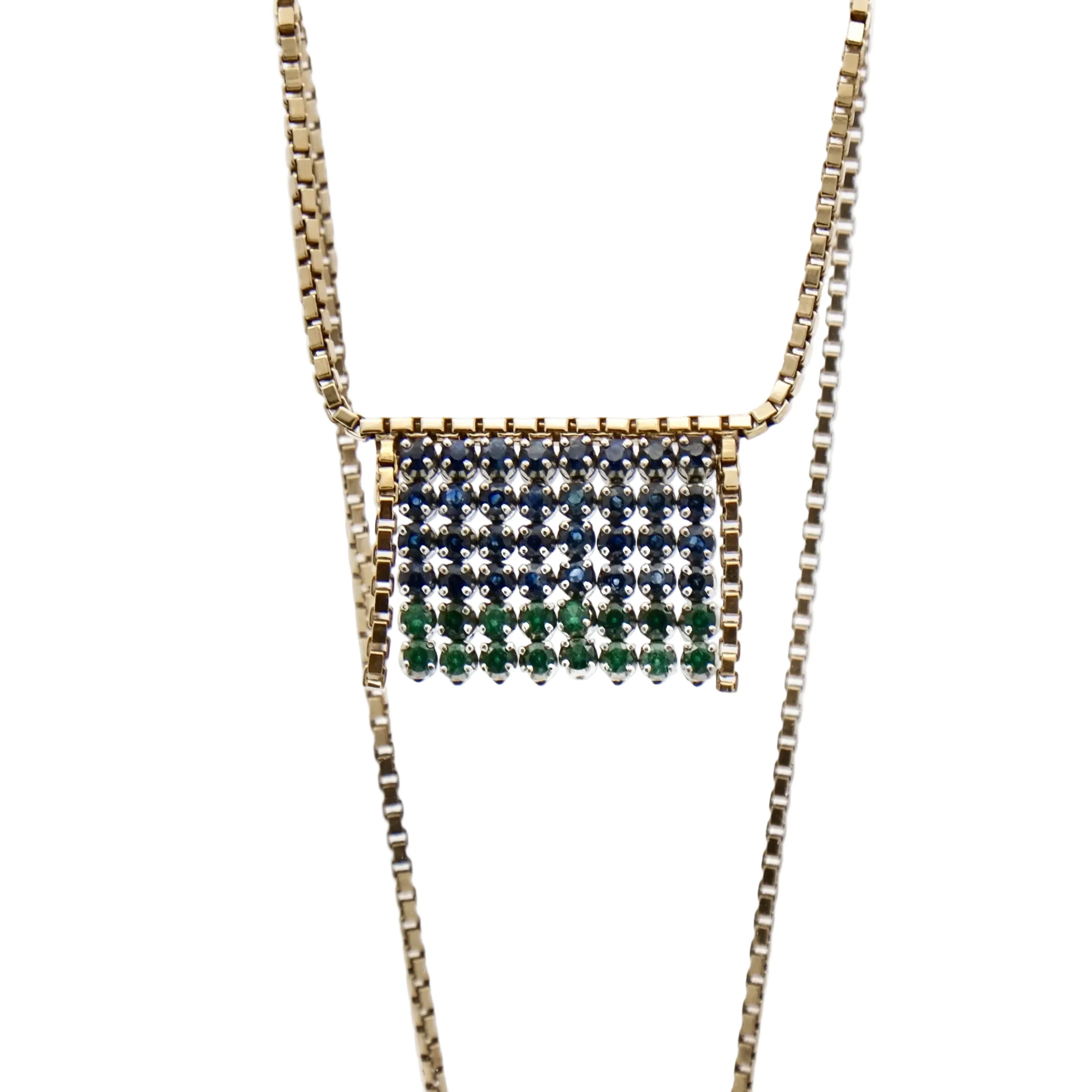 Necklace Ras de Cou in yellow gold, white gold, sapphires and emeralds - Image 3