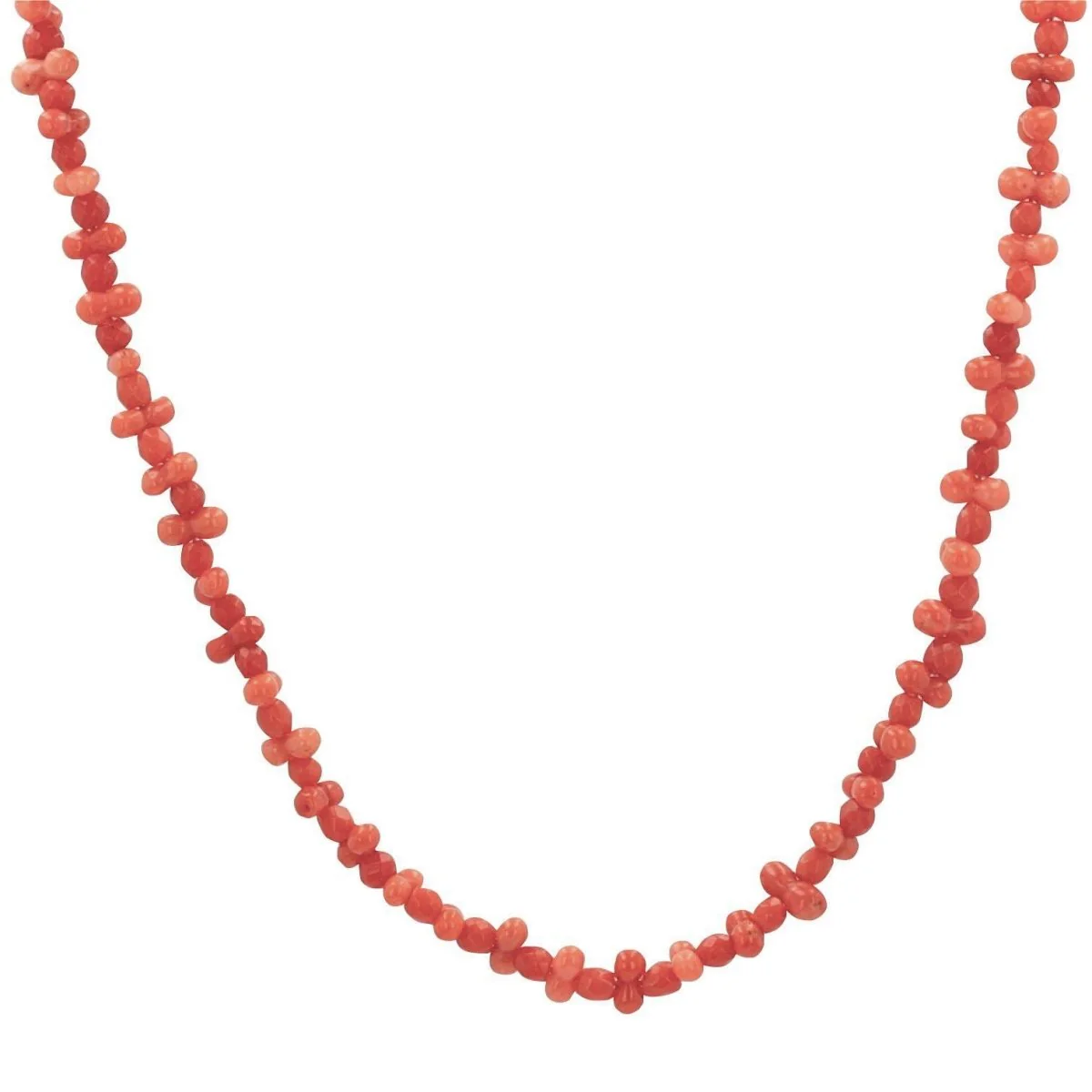 Necklace Long necklace in yellow gold, coral and pearls