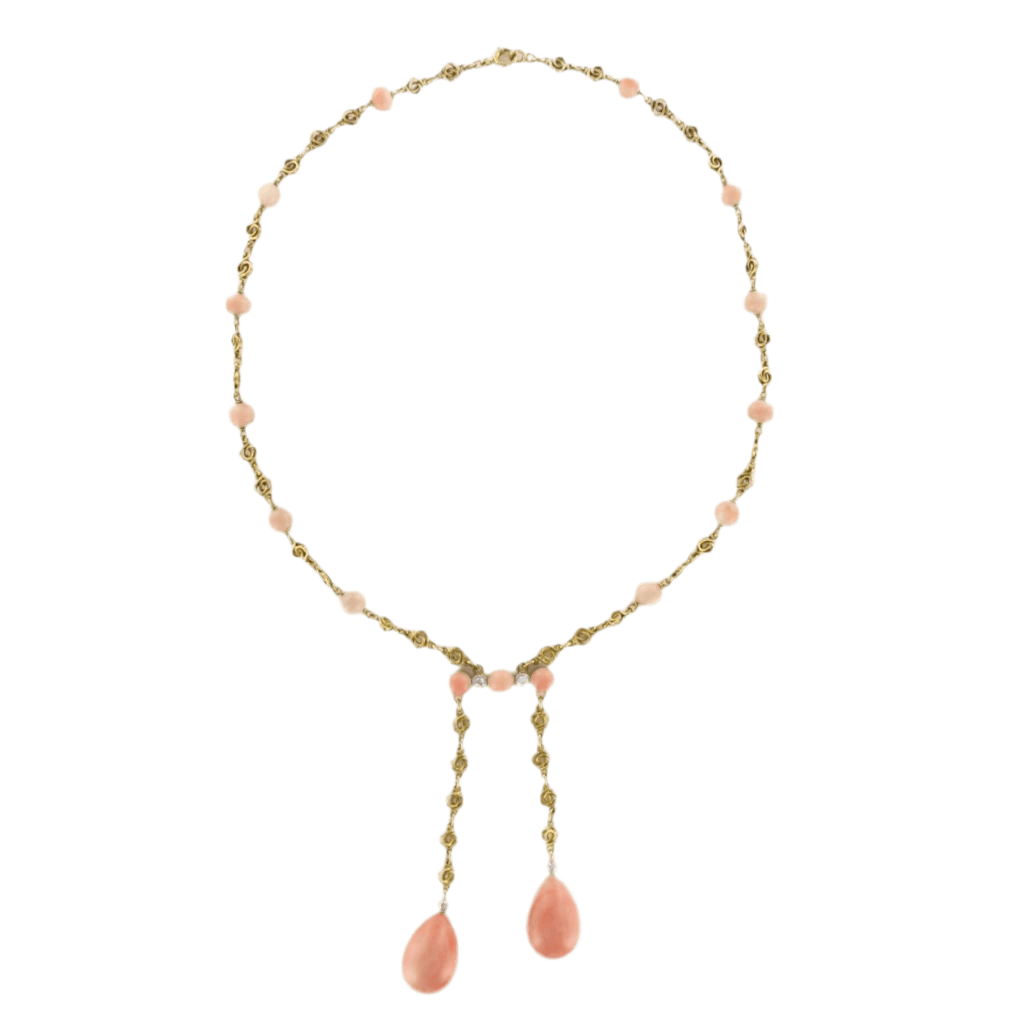 Necklace Neglected yellow gold and coral
