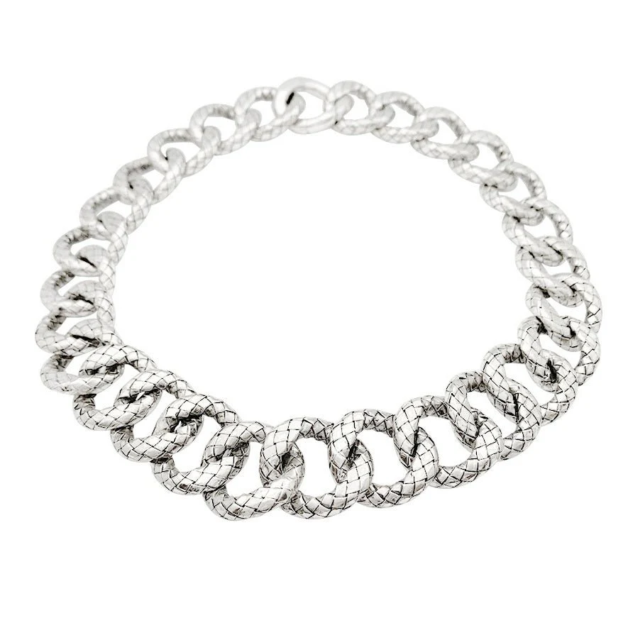 Bottega Veneta necklace, "Intrecciato", silver