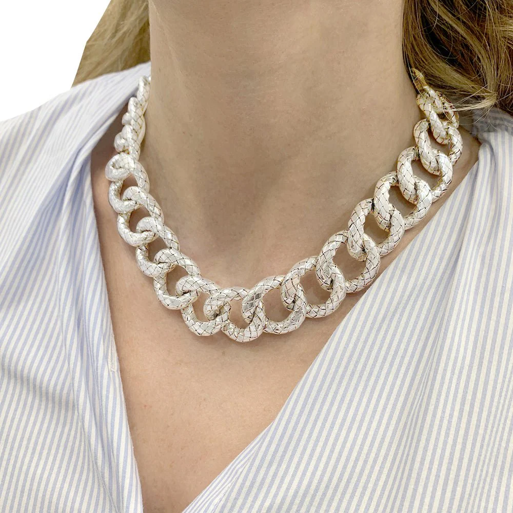 Bottega Veneta necklace, "Intrecciato", silver - Image 5