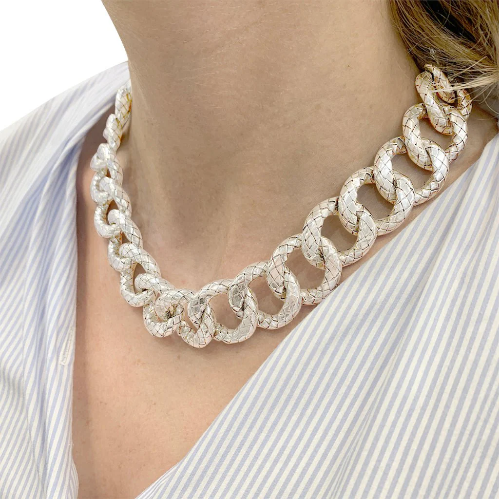 Bottega Veneta necklace, "Intrecciato", silver - Image 6