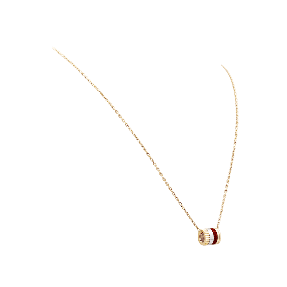 Necklace BOUCHERON pendant "Mini Ring Quatre Red Edition" in yellow gold, white gold, rose gold, ceramic and diamond - Image 3