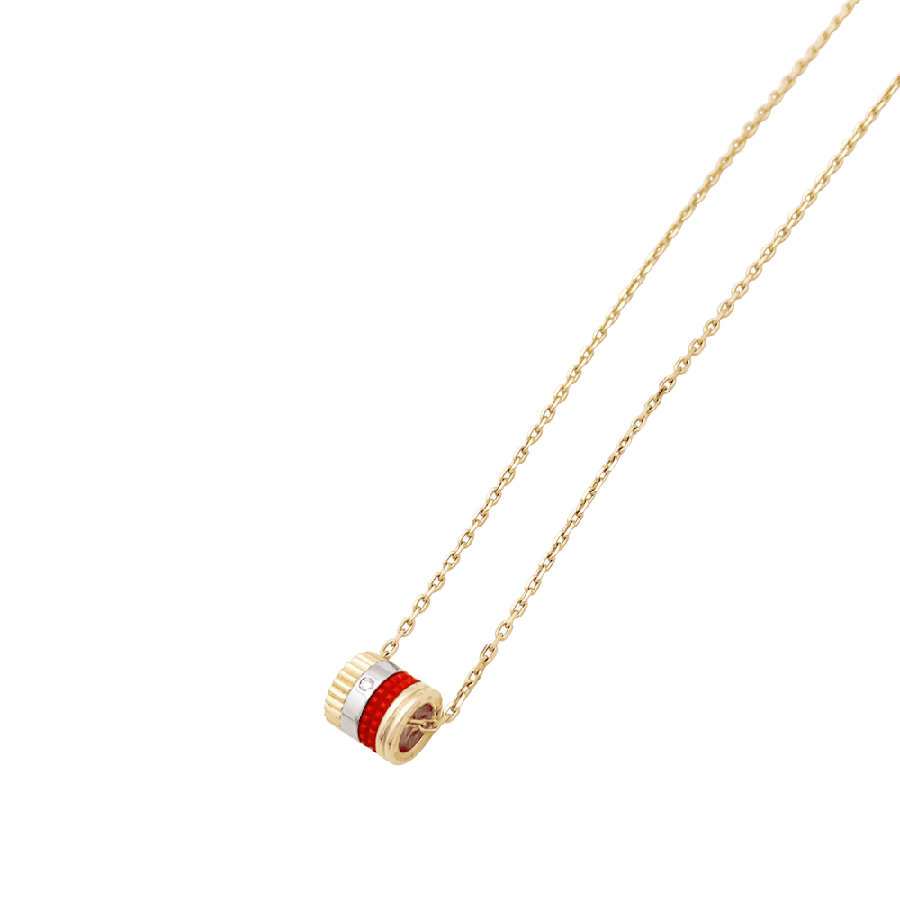 Necklace BOUCHERON pendant "Mini Ring Quatre Red Edition" in yellow gold, white gold, rose gold, ceramic and diamond - Image 4