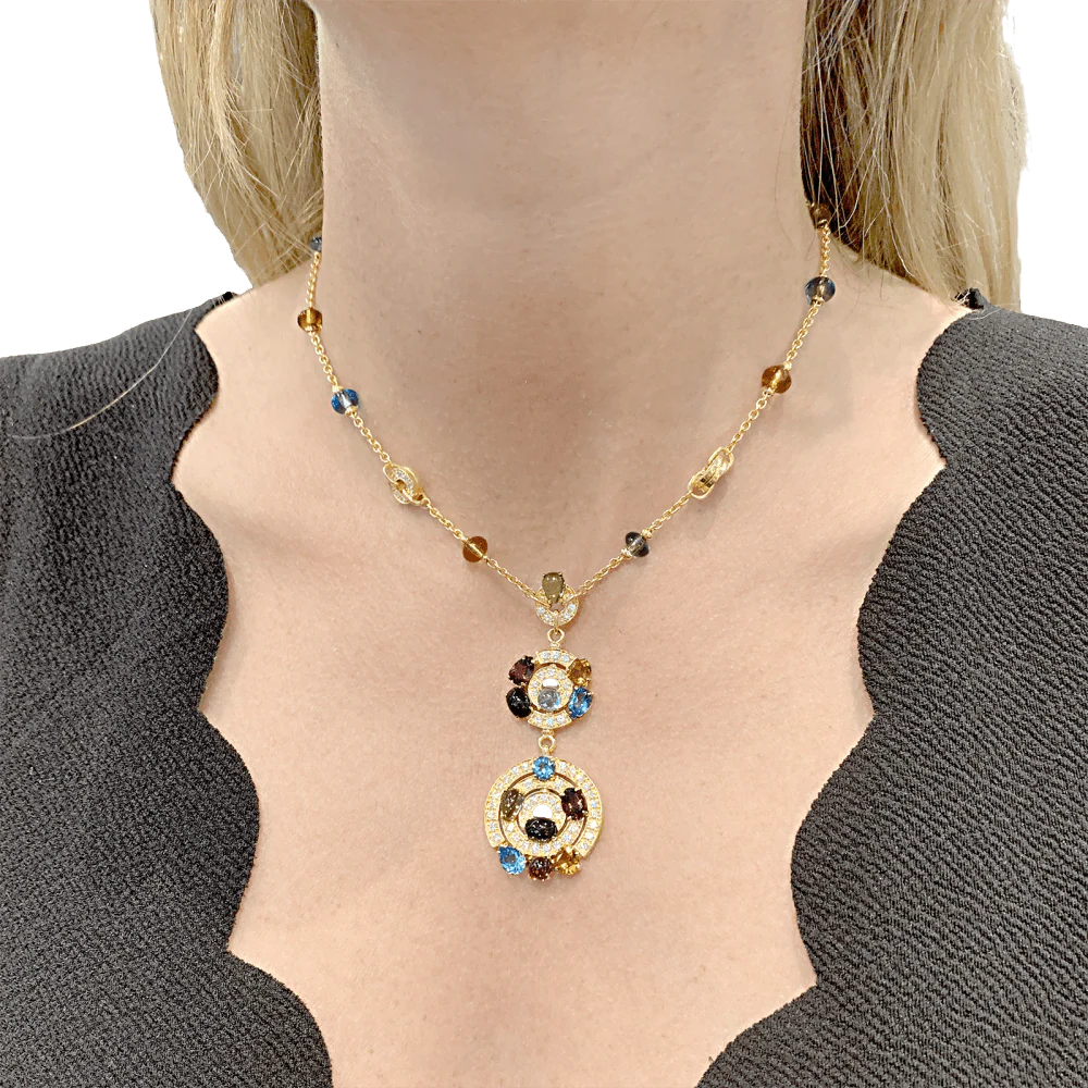 BULGARI "Astrale" chain necklace in yellow gold, topaz, citrine, peridots, rhodolite, tourmaline and diamonds - Image 2