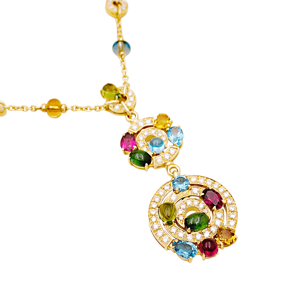 BULGARI "Astrale" chain necklace in yellow gold, topaz, citrine, peridots, rhodolite, tourmaline and diamonds - Image 4
