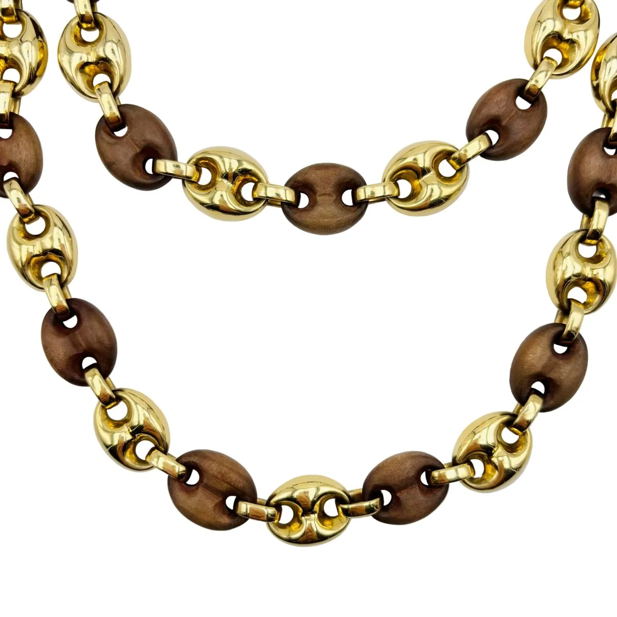 Collier Sautoir BULGARI en or jaune et bois - Image 2