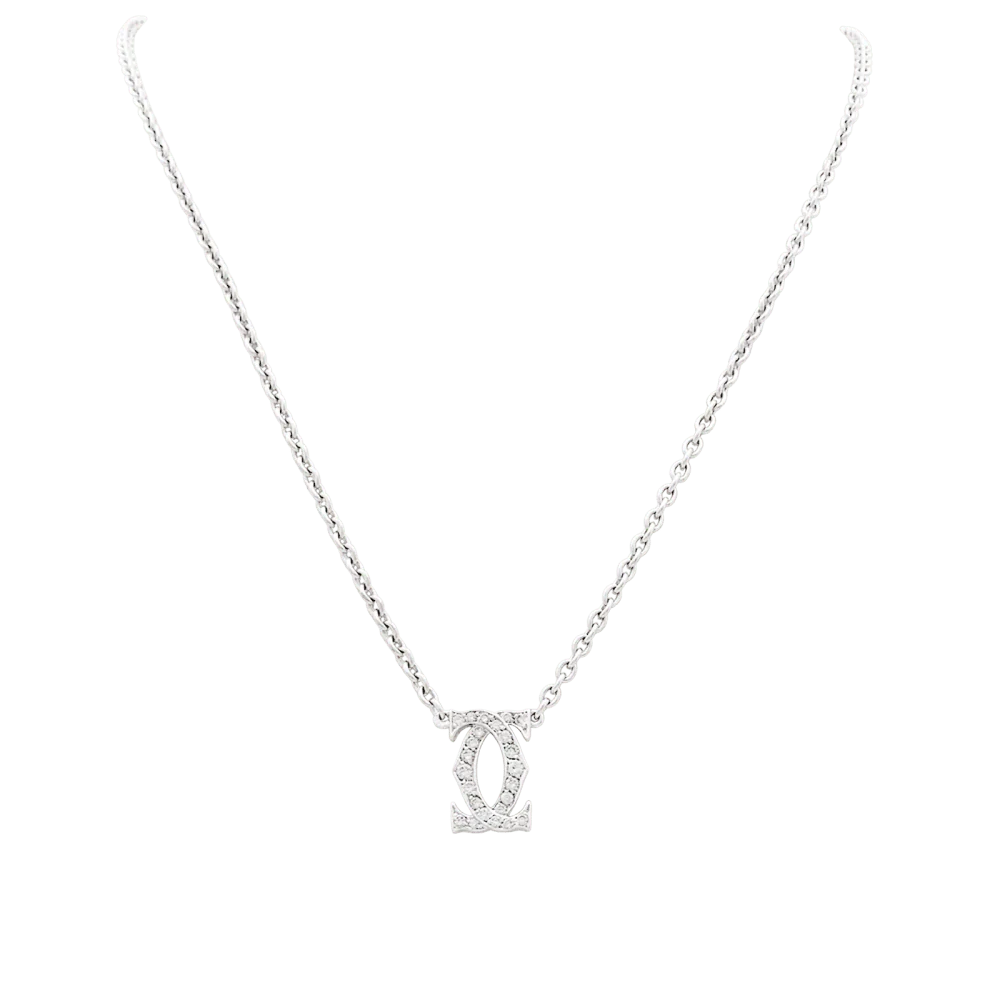 Necklace Pendant CARTIER "Double C" in White gold and Diamonds
