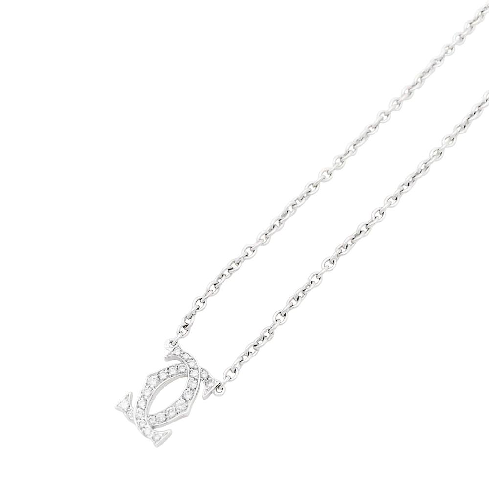 Necklace Pendant CARTIER "Double C" in White gold and Diamonds - Image 4