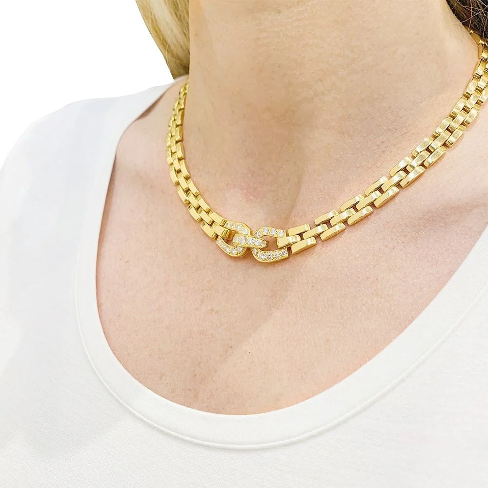 Necklace CARTIER "Etrier" in yellow gold and diamonds - Image 7