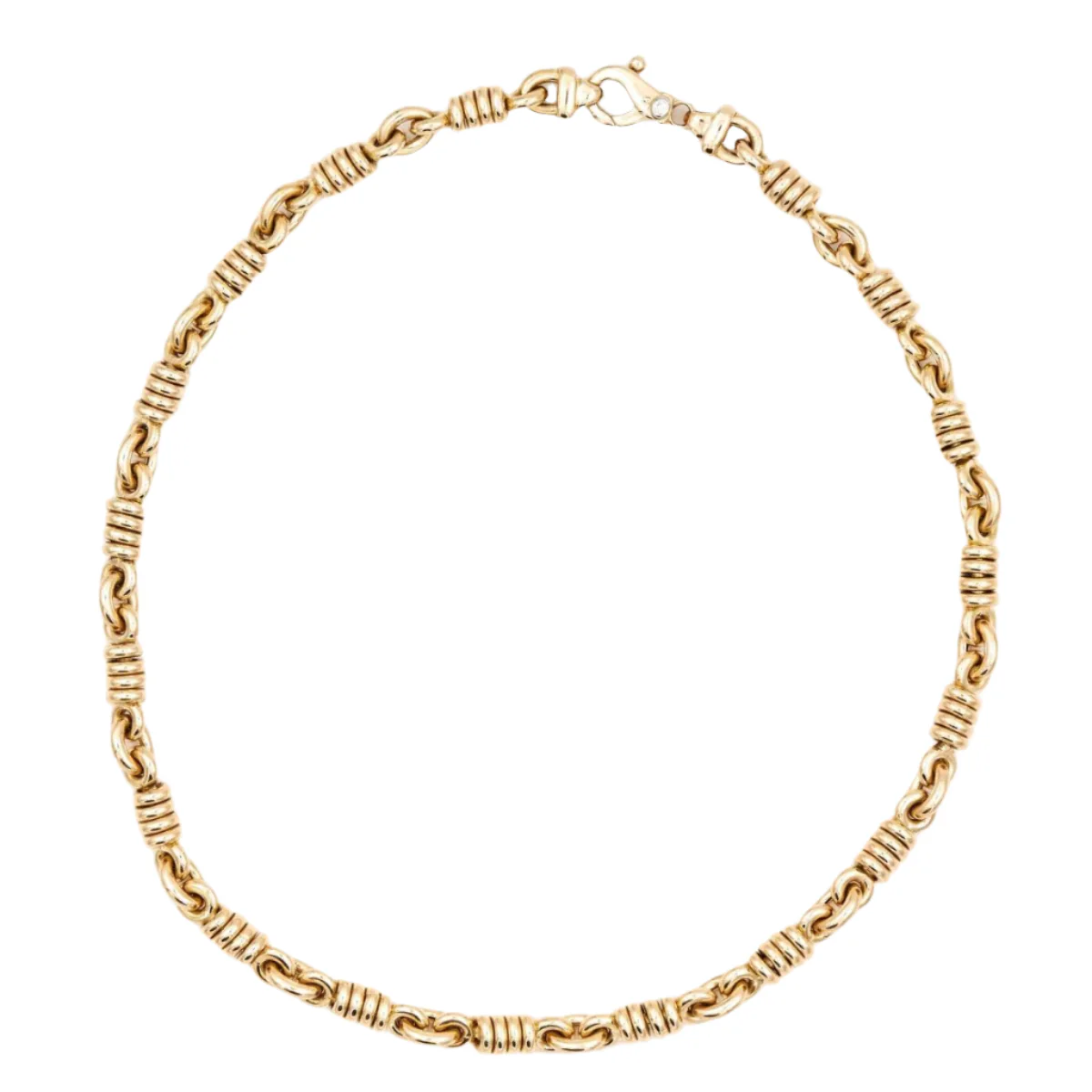 Chain necklace in yellow gold, white gold and diamond