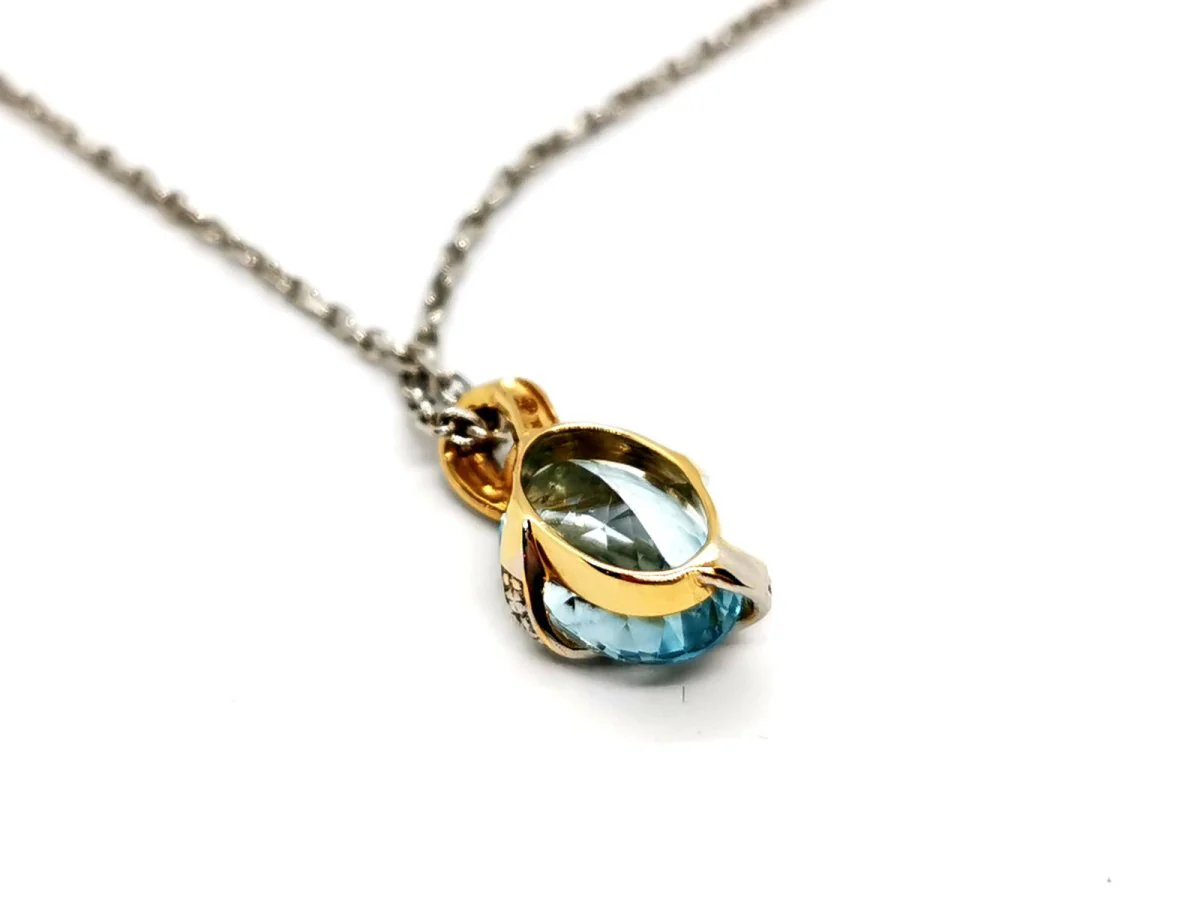 Necklace Chain + pendant White gold Topaz - Image 10