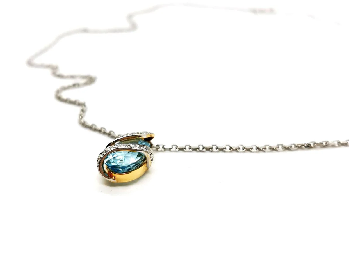 Necklace Chain + pendant White gold Topaz - Image 5