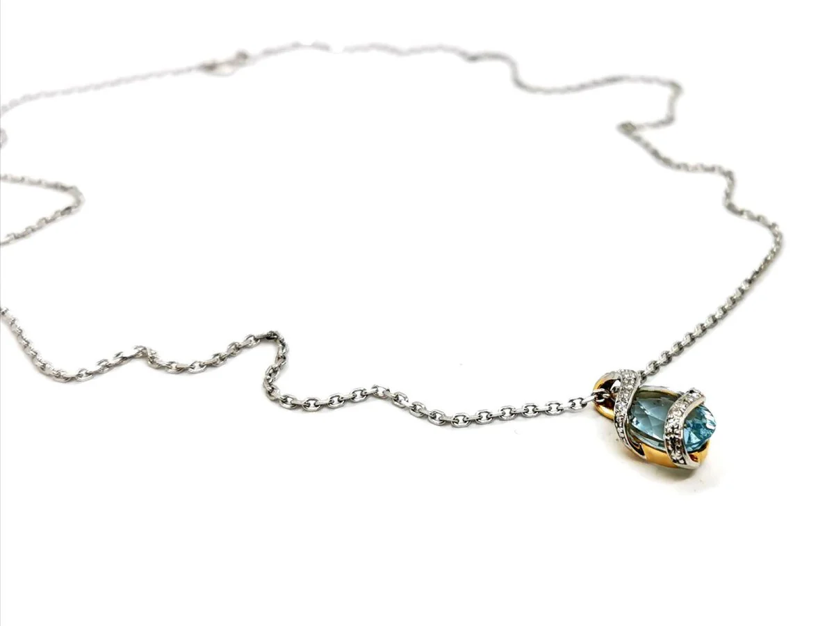Necklace Chain + pendant White gold Topaz - Image 6