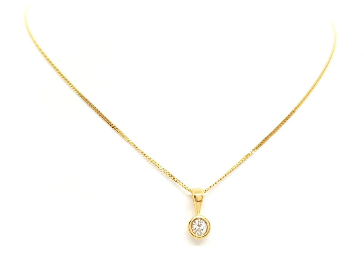 Yellow gold and diamond pendant necklace - Image 2