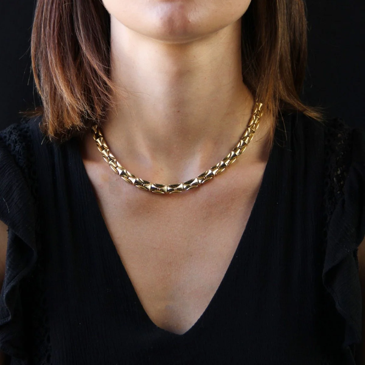 CHIMENTO necklace double-sided chain in yellow gold, white gold, and diamonds - Image 2