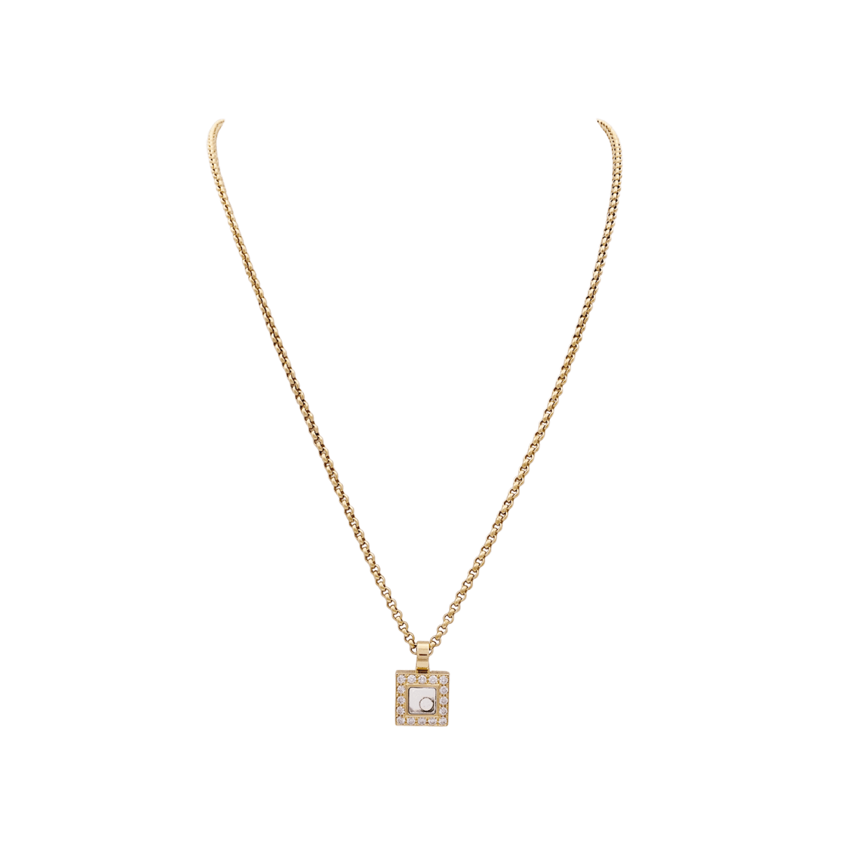 Necklace Chopard, "Happy Square Diamond" in yellow gold and diamonds.