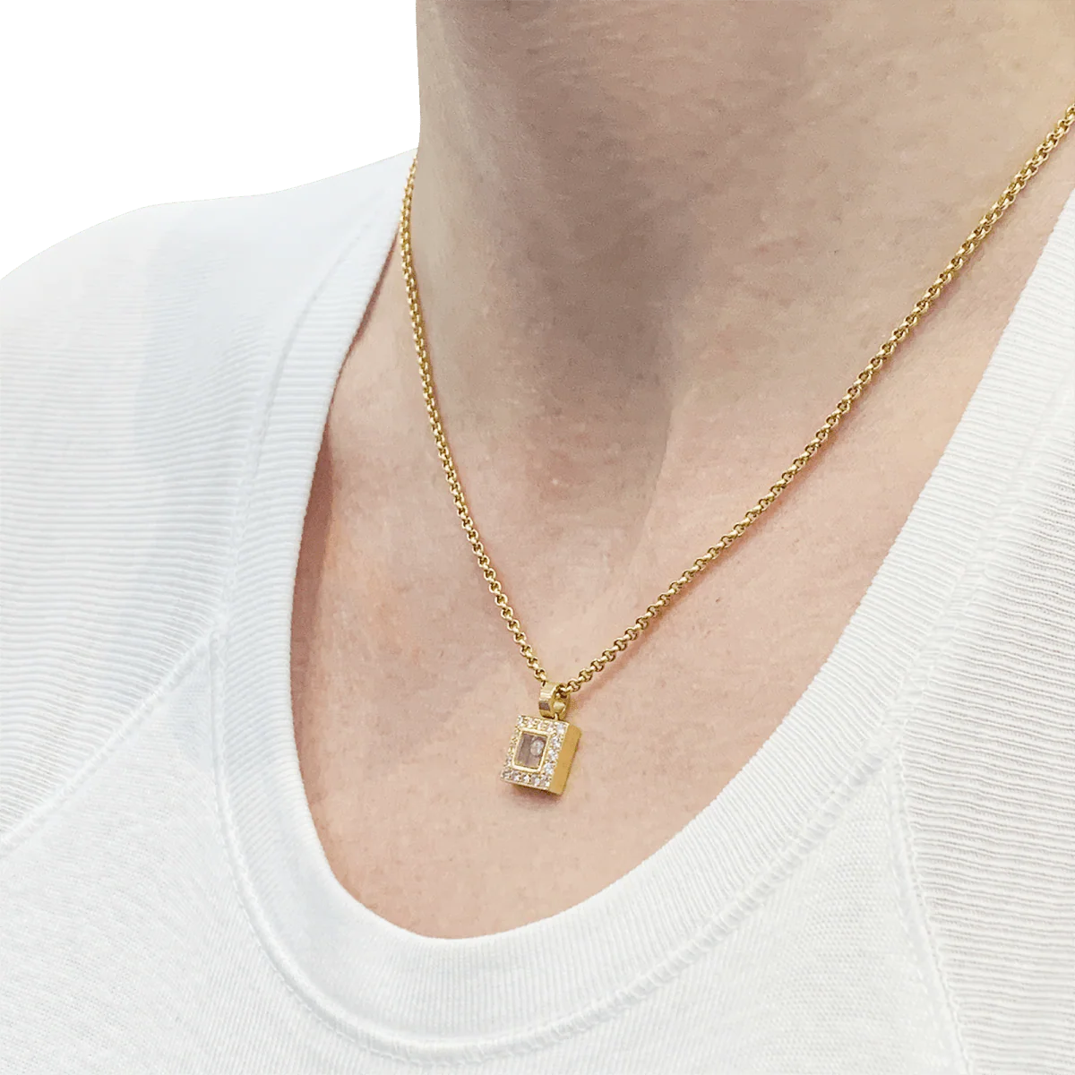 Necklace Chopard, "Happy Square Diamond" in yellow gold and diamonds. - Image 6