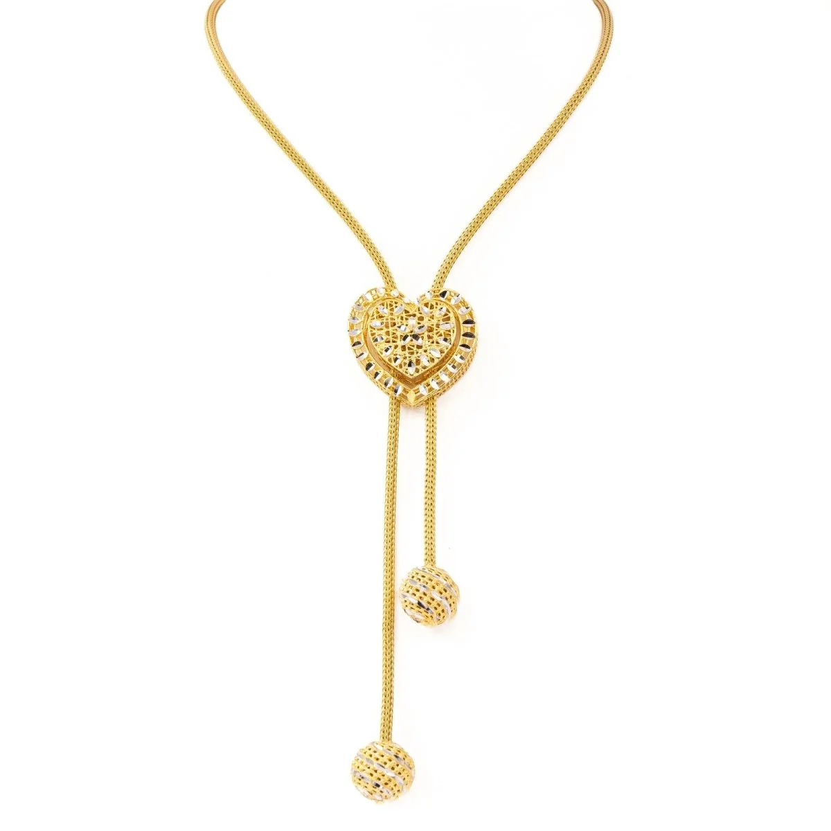 Négligé heart necklace in yellow and white gold