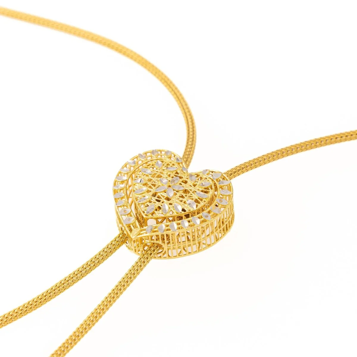 Négligé heart necklace in yellow and white gold - Image 2