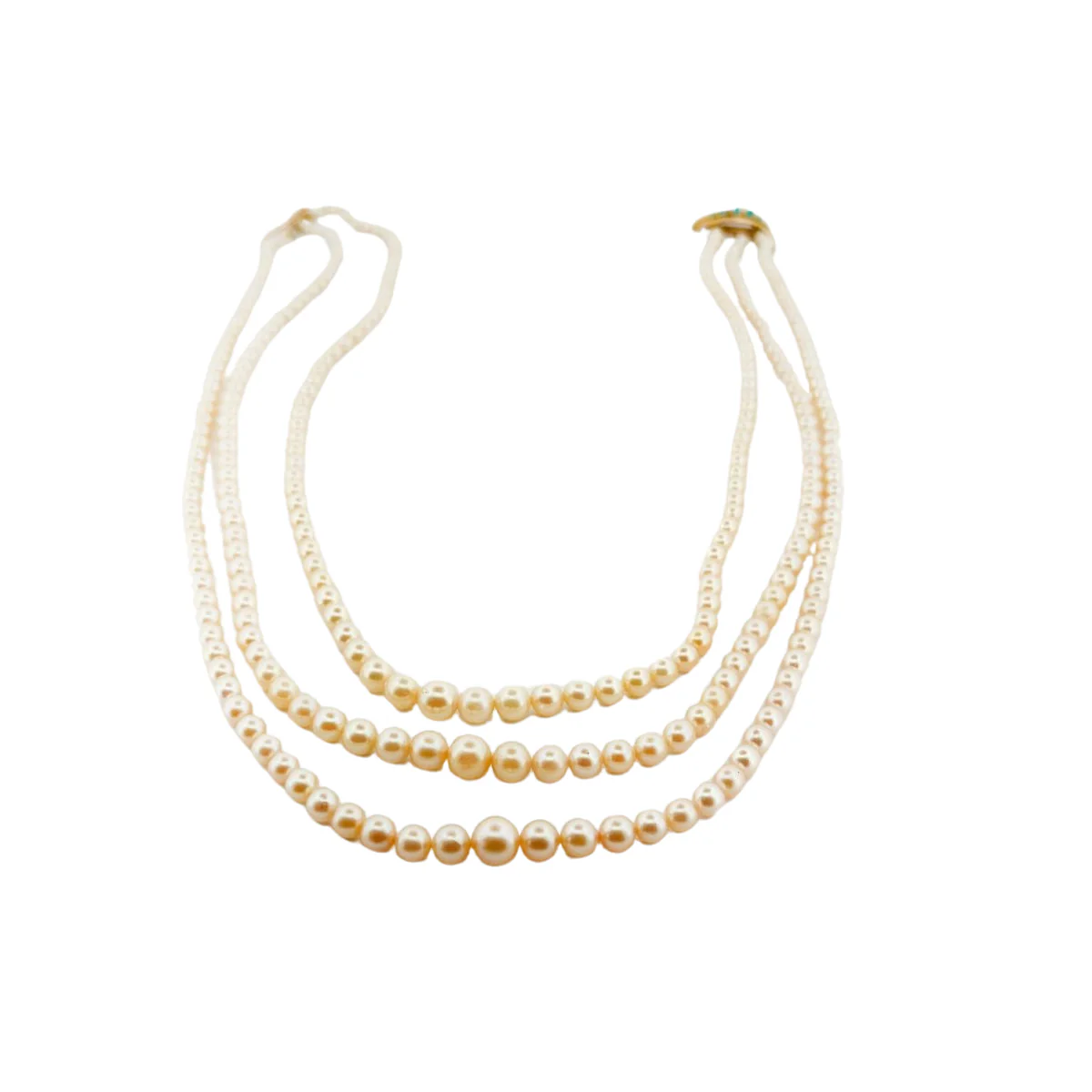 Pearl necklace in yellow gold and turquoise - Image 2