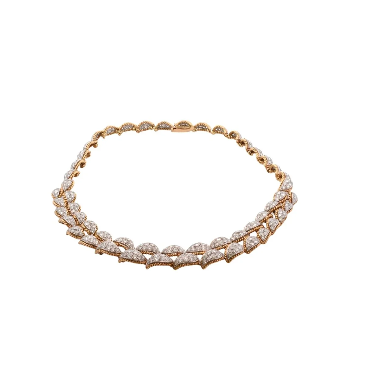 Yellow gold and diamond necklace