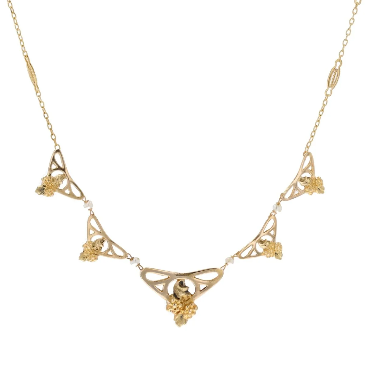 Necklace Drapery in yellow gold and beads