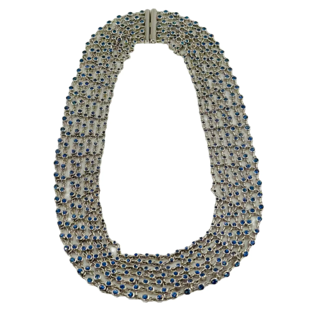 Drapery necklace in white gold and sapphires - Image 3
