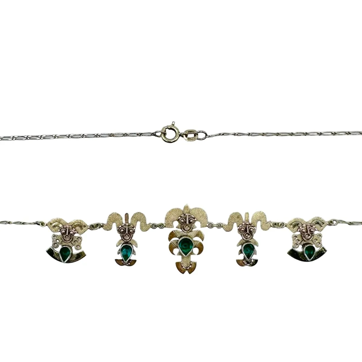 Drapery Necklace in Yellow Gold and Emerald - Image 4