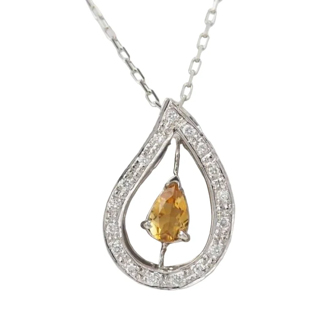 White gold, citrine and diamond necklace - Image 2