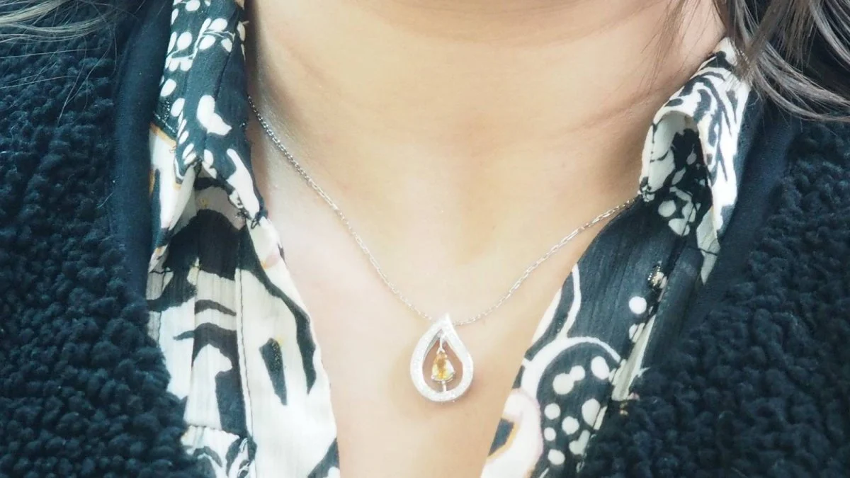 White gold, citrine and diamond necklace - Image 6