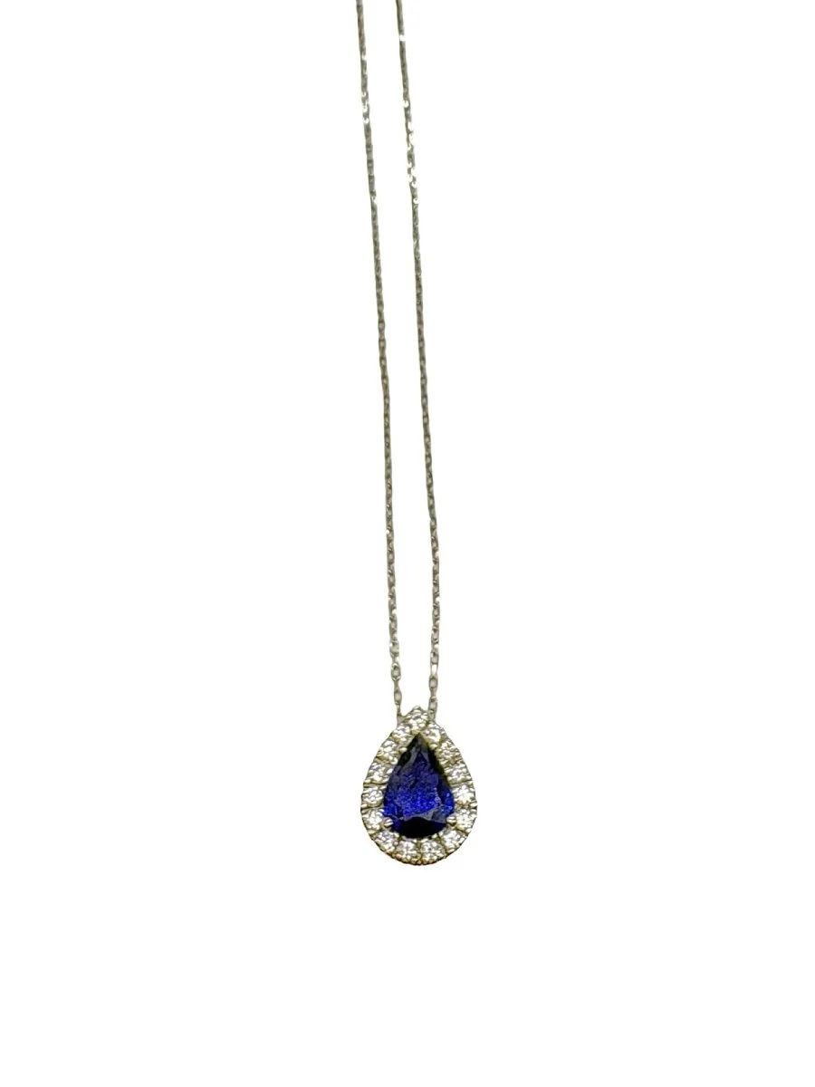 White gold, sapphire, and diamond necklace - Image 2