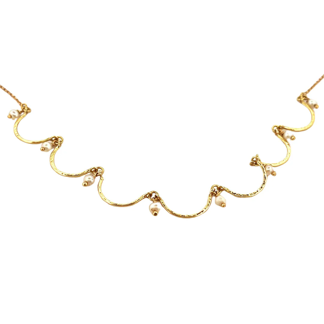 Yellow gold and pearl necklace - Image 2