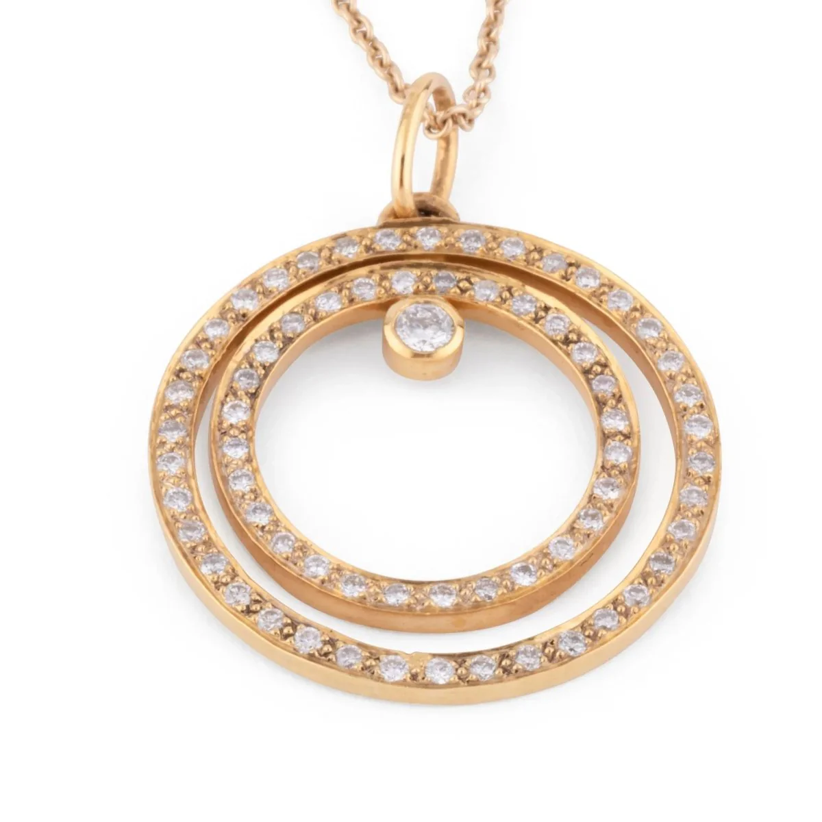 Yellow gold diamond pattern necklace on long alternating diamond chain - Image 3