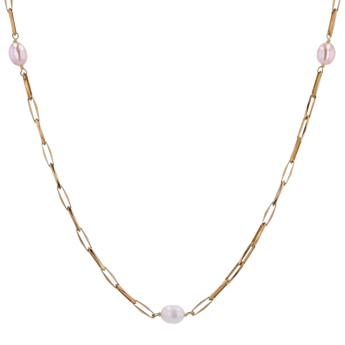 Necklace Mesh rose gold and pearls