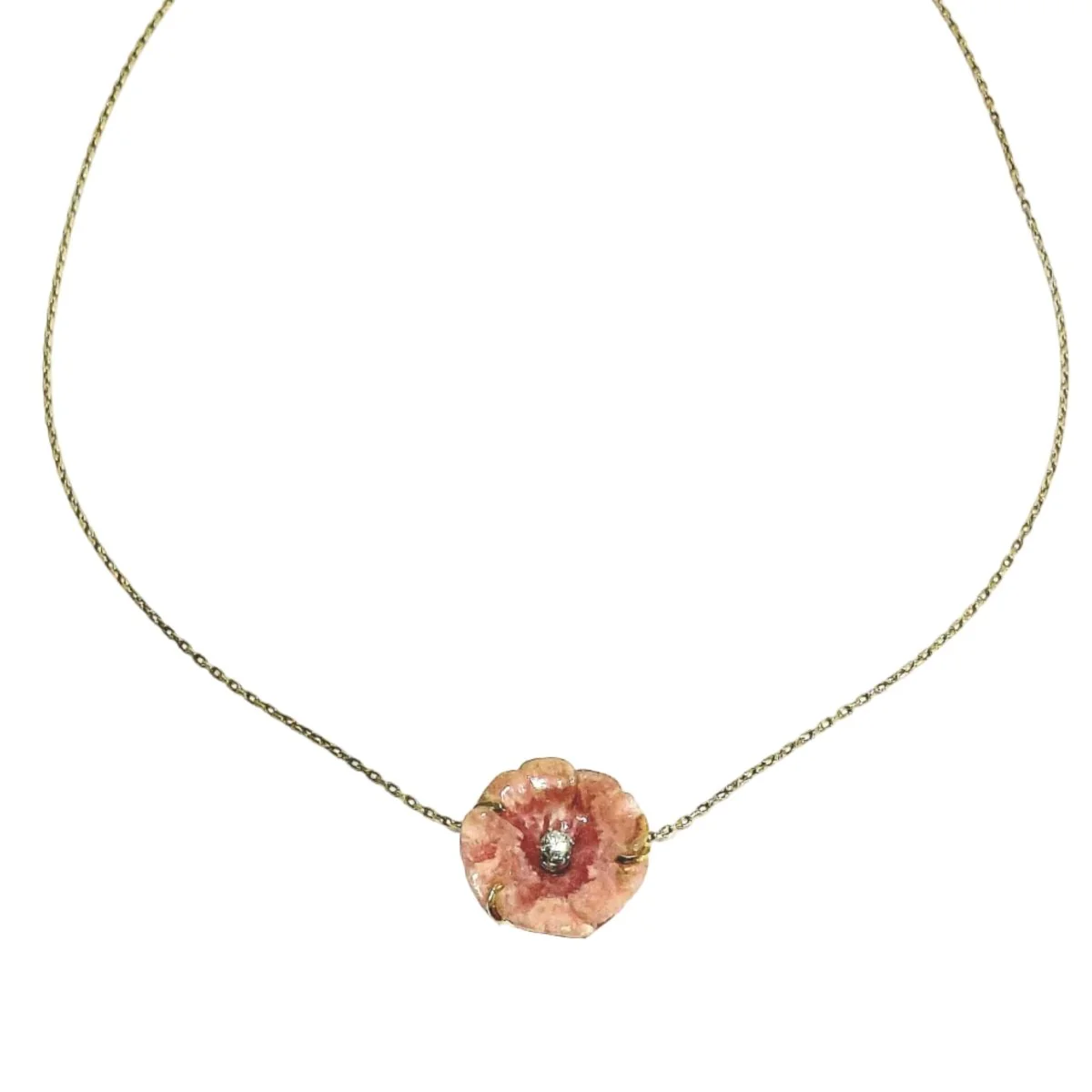 Rose gold, porcelain and diamond pendant necklace