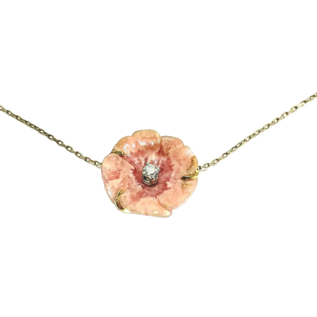 Rose gold, porcelain and diamond pendant necklace - Image 3