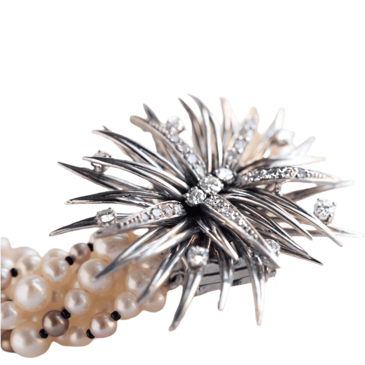 Necklace Ras de Cou in white gold, paltinium, onyx, pearls and diamonds - Image 5