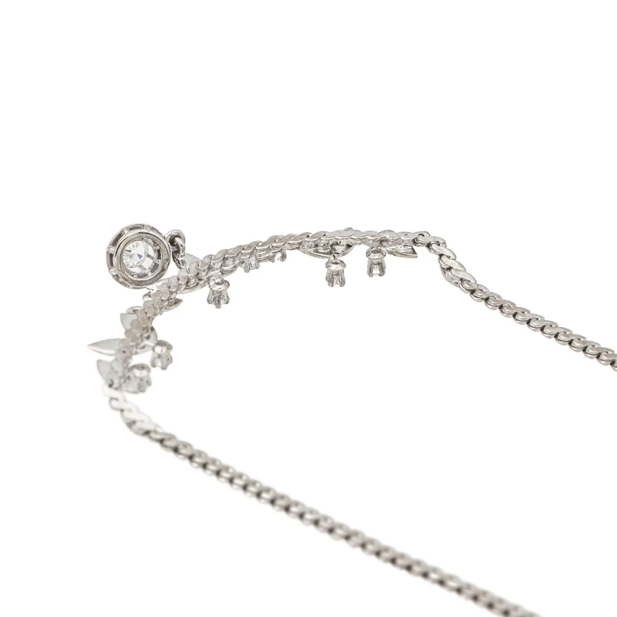 White Gold Diamond Leaf Necklace - Image 5