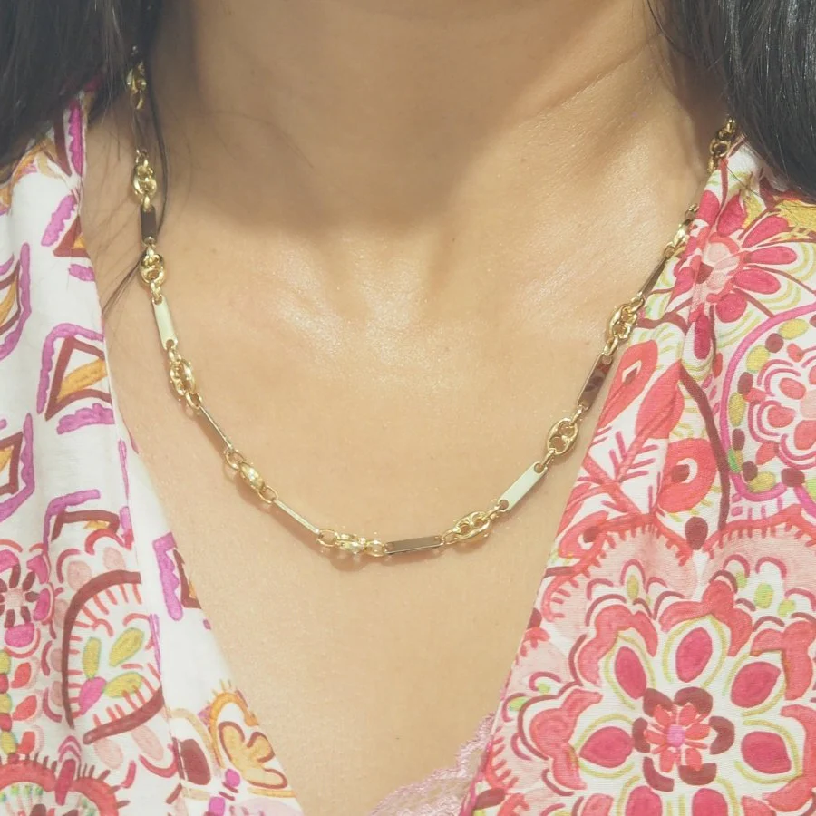 yellow and white gold coffee bean necklace - Image 2