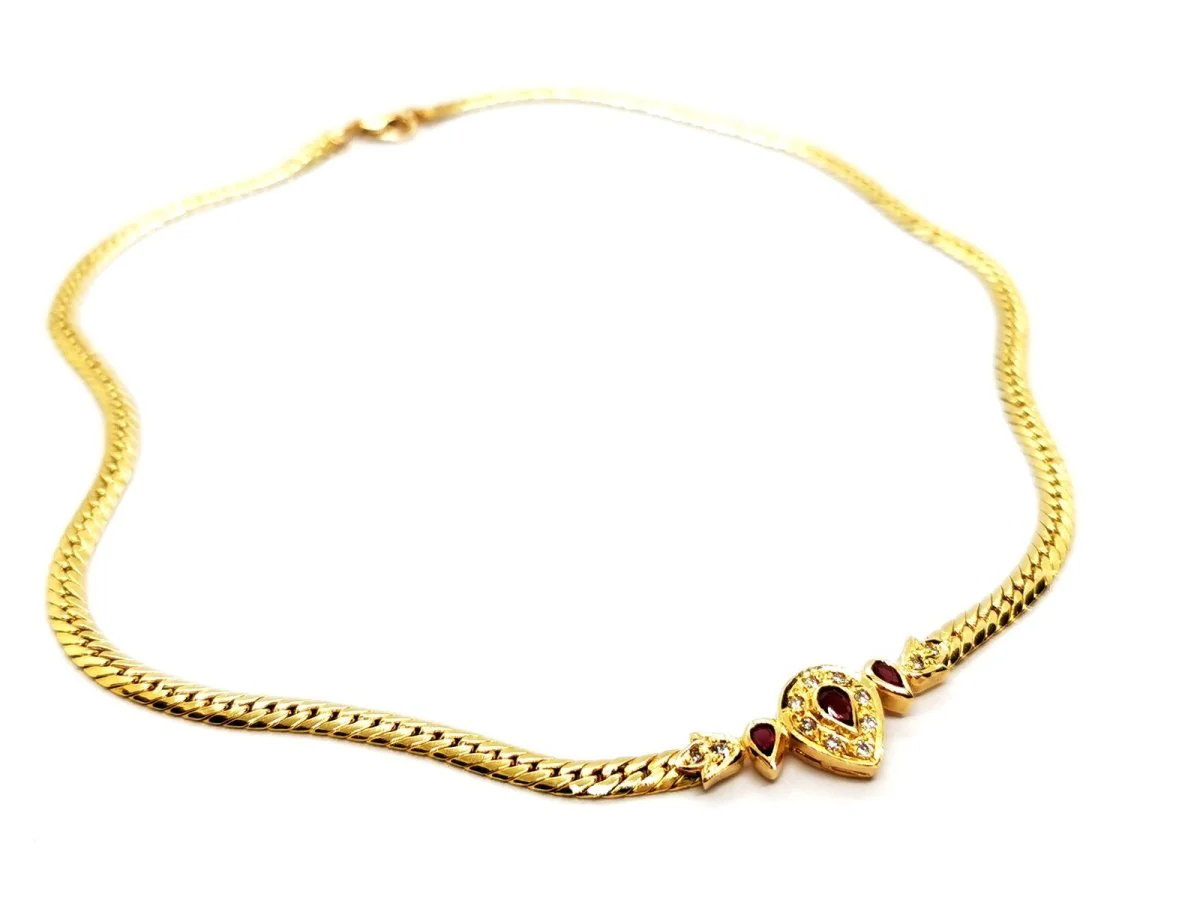 English mesh necklace Yellow gold Ruby - Image 4